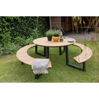 GARTENSET 3-teilig Aluminium  - Anthrazit/Teakfarben, KONVENTIONELL, Kunststoff/Metall (239/74cm)
