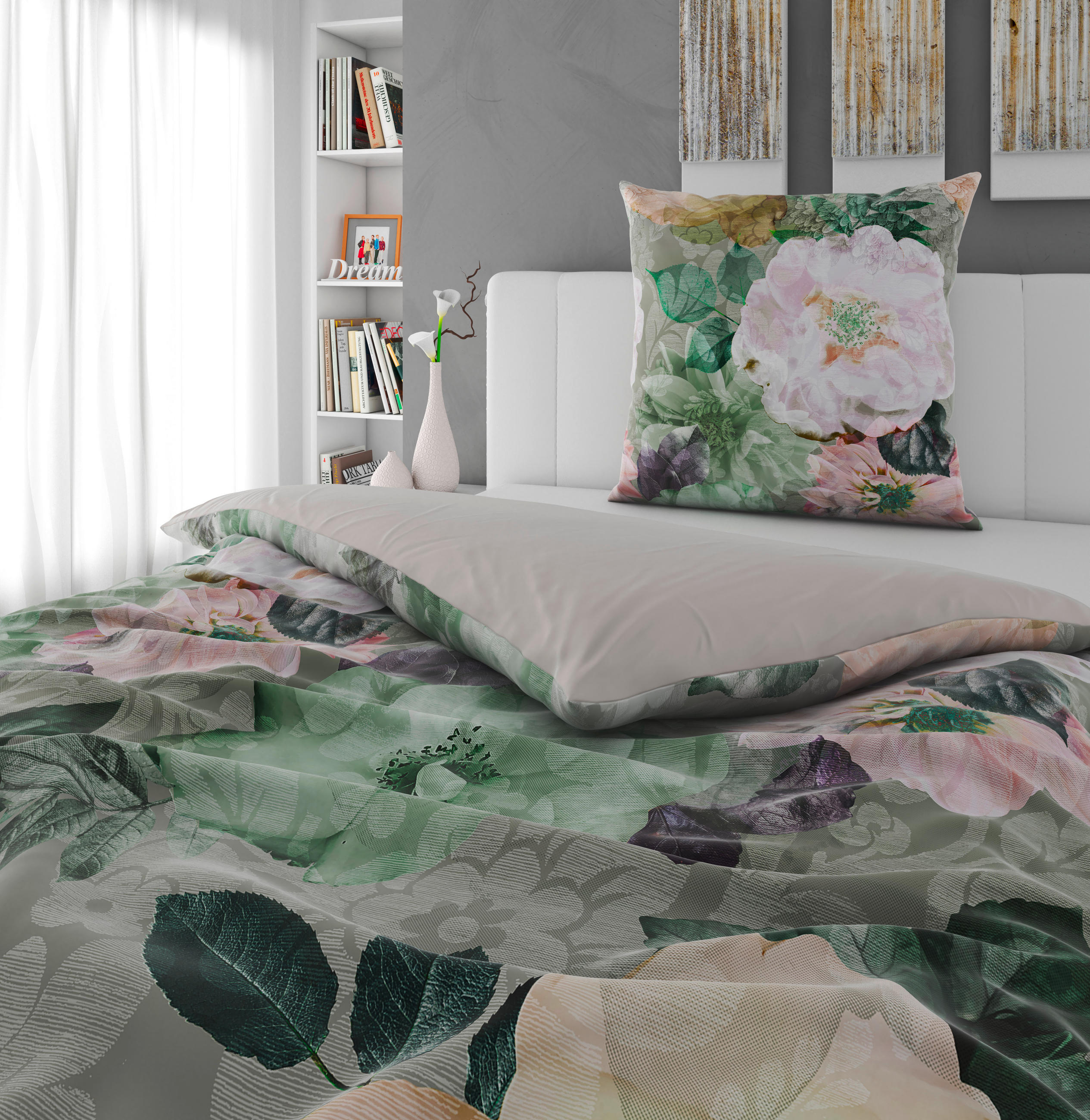 WENDEBETTWÄSCHE Satin 135/200 cm  - Pastellgrün, Textil (135/200cm) - Novel