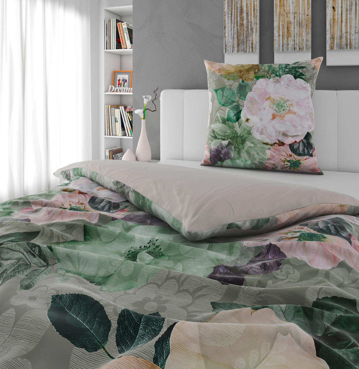WENDEBETTWÄSCHE Satin 135/200 cm  - Pastellgrün, Textil (135/200cm) - Novel