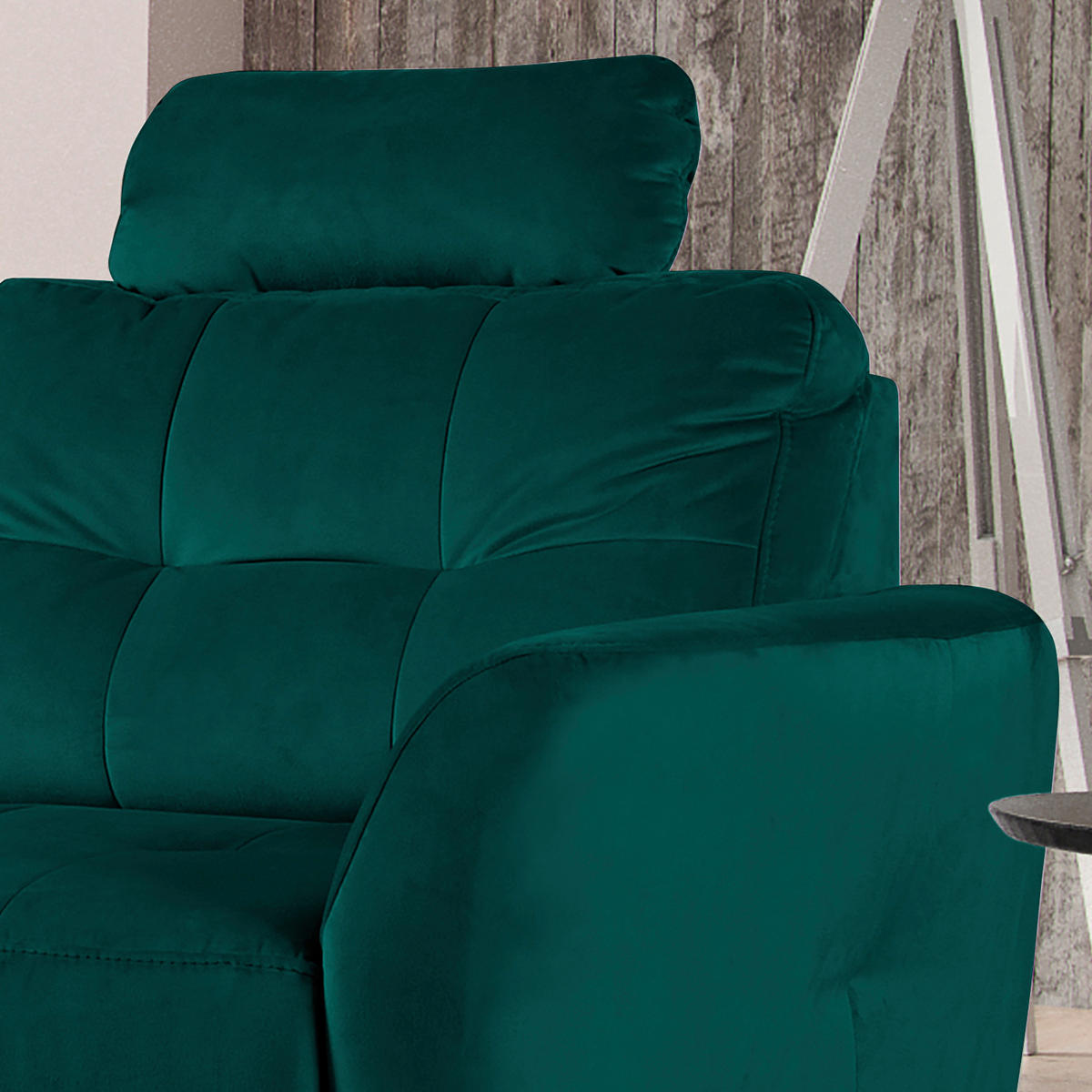 ECKSOFA Petrol Samt  - Buchefarben/Petrol, Design, Holz/Textil (168/238cm) - Livetastic