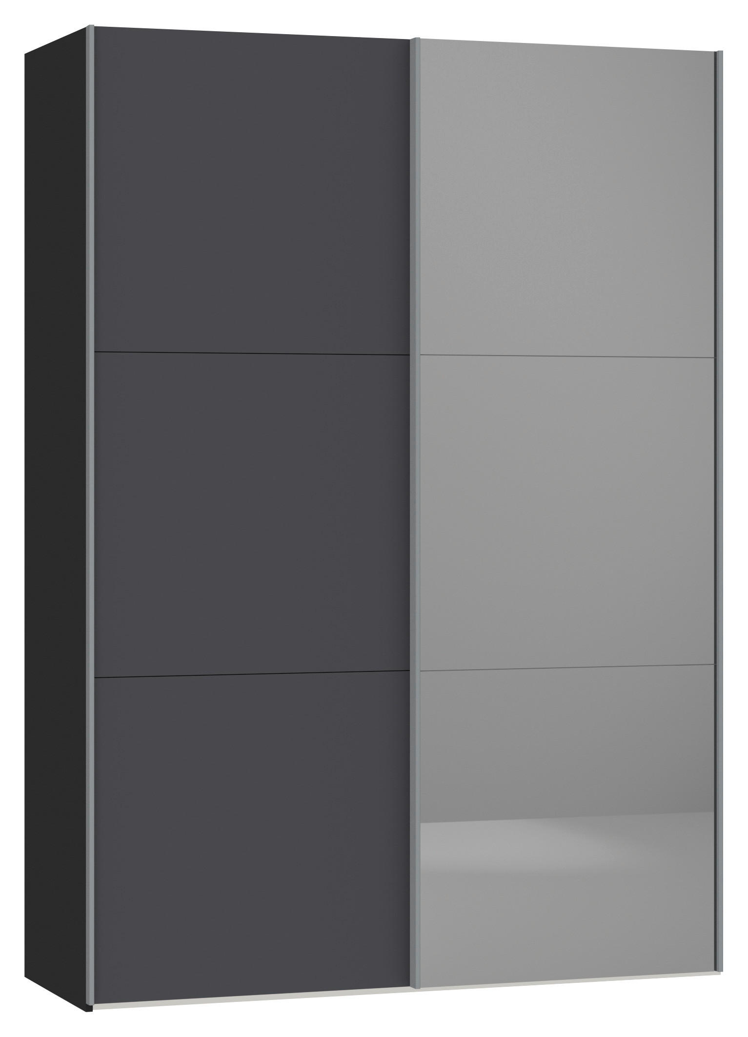 SCHWEBETÜRENSCHRANK in Anthrazit, Schwarz  - Anthrazit/Silberfarben, Design, Glas/Holzwerkstoff (153/220/65cm) - Jutzler
