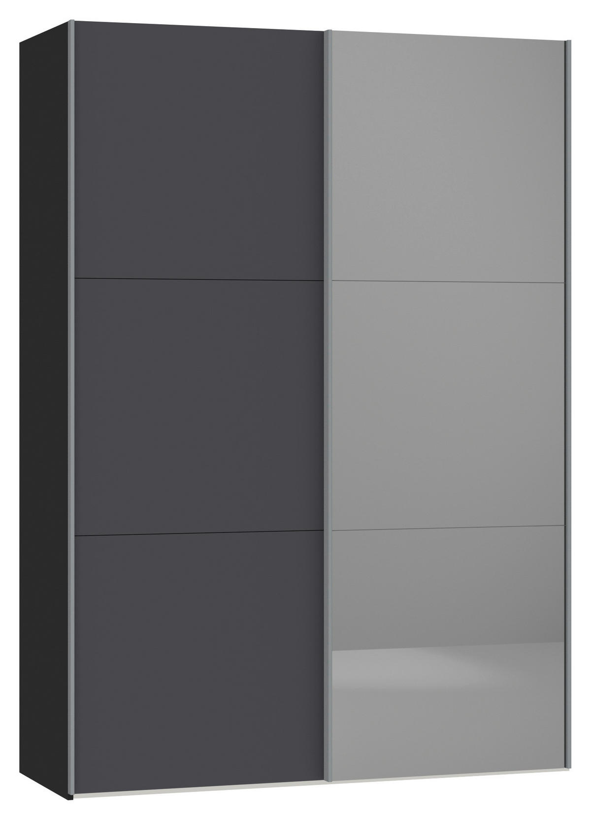 SCHWEBETÜRENSCHRANK in Anthrazit, Schwarz  - Anthrazit/Silberfarben, Design, Glas/Holzwerkstoff (153/220/65cm) - Jutzler