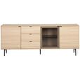 SIDEBOARD  200/80/40 cm 3 Schublade(n)  - Eichefarben/Schwarz, KONVENTIONELL, Glas/Holzwerkstoff (200/80/40cm) - Xora