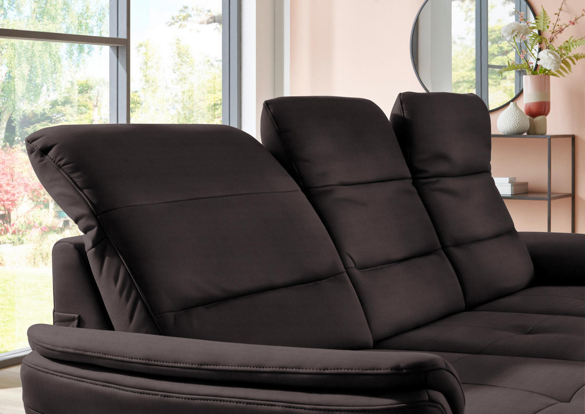 ECKSOFA in Flachgewebe Dunkelgrau  - Dunkelgrau/Schwarz, Konventionell, Textil/Metall (181/260cm) - Beldomo Speed