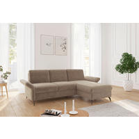 ECKSOFA ROCHELLE E Hellbraun Flachgewebe  - Hellbraun/Schwarz, KONVENTIONELL, Textil/Metall (251/164cm) - Sit & More