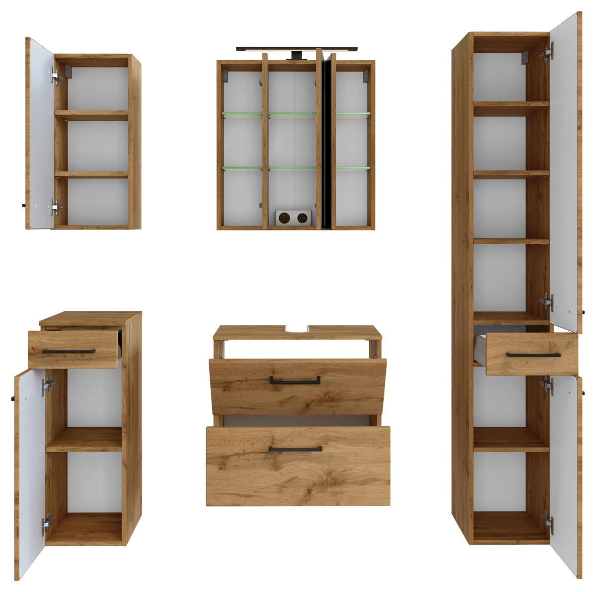 BADEZIMMER  in 120 cm  - Eichefarben, MODERN, Holzwerkstoff (120cm) - Held