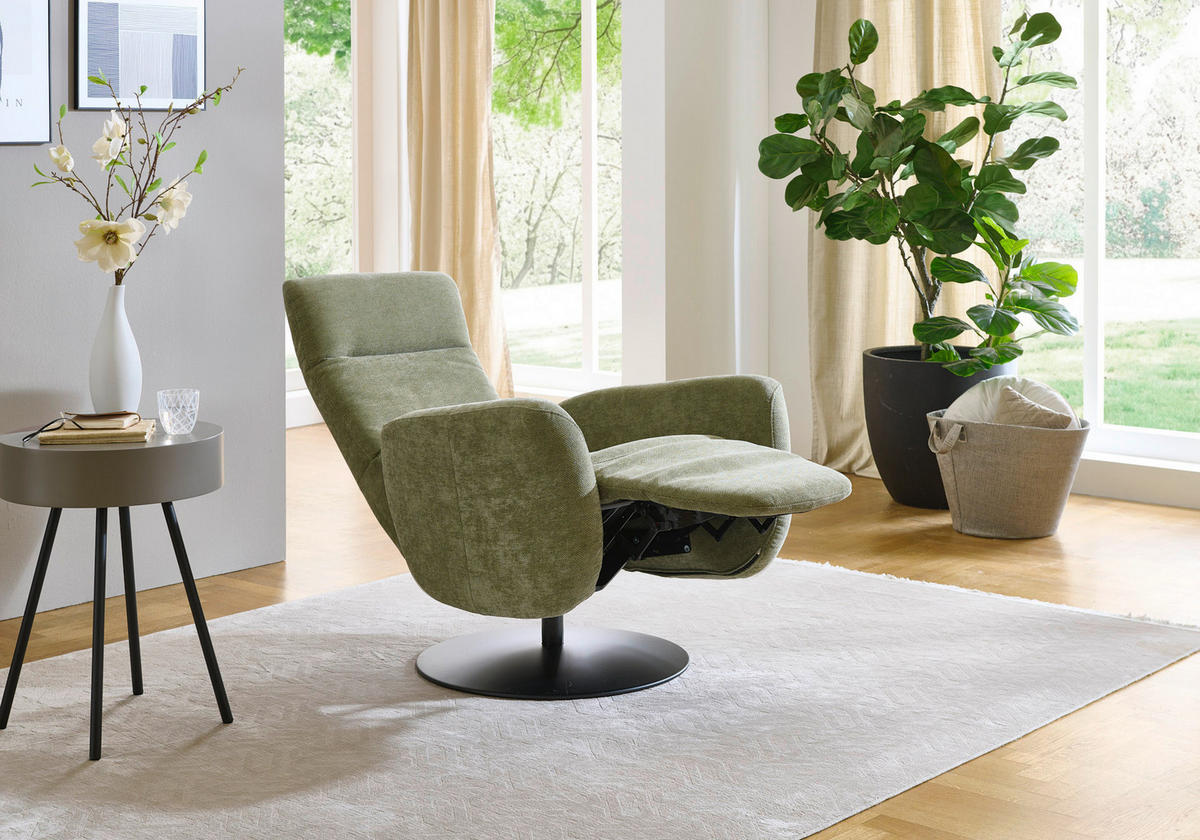 RELAXSESSEL Chenille Kopfteilverstellung, Fußteilverstellung    - Schwarz/Olivgrün, Design, Textil/Metall (76/109/83cm) - Beldomo Comfort