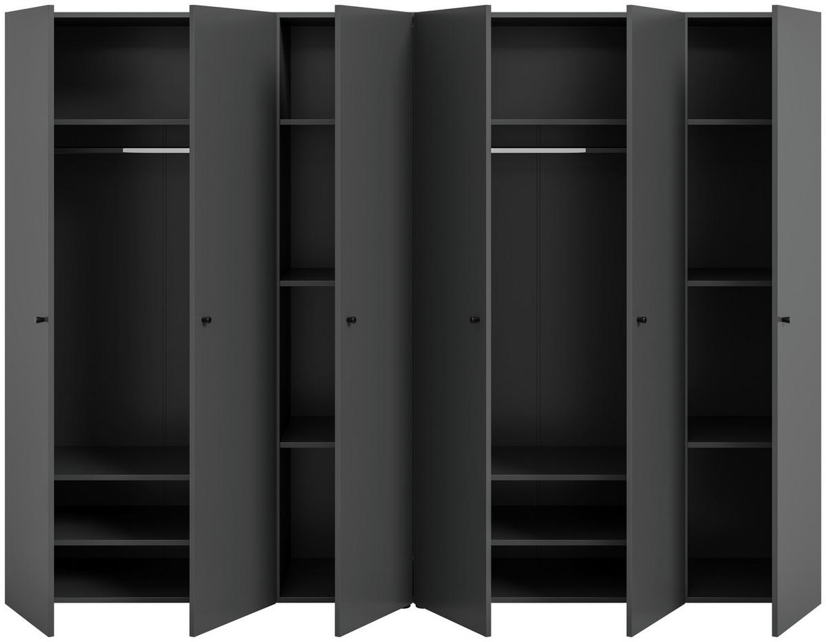 DREHTÜRENSCHRANK 240/176/51 cm,  in Anthrazit, 6-türig  - Anthrazit/Schwarz, MODERN, Holzwerkstoff/Kunststoff (240/176/51cm) - MID.YOU