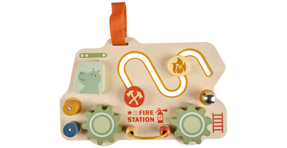MOTORIKSPIEL Spielbrett Feuerwehr  - Multicolor/Naturfarben, Basics, Holzwerkstoff/Textil (24,5/16/5cm) - My Baby Lou
