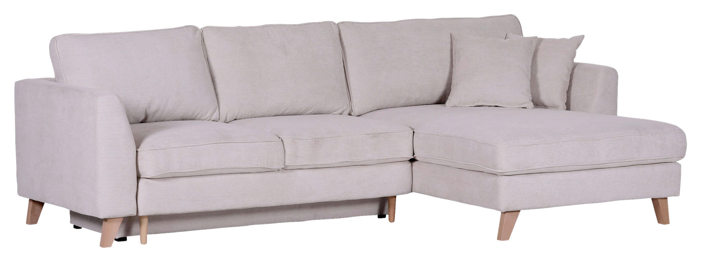 ECKSOFA Naturfarben Cord  - Buchefarben/Naturfarben, Design, Holz/Textil (271/165cm) - Carryhome