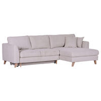 ECKSOFA in Cord Naturfarben  - Buchefarben/Naturfarben, Design, Holz/Textil (271/165cm) - MID.YOU