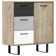 KOMODA - bijela/boje hrasta, Moderno, drvni materijal/metal (80/88/35cm) - Carryhome