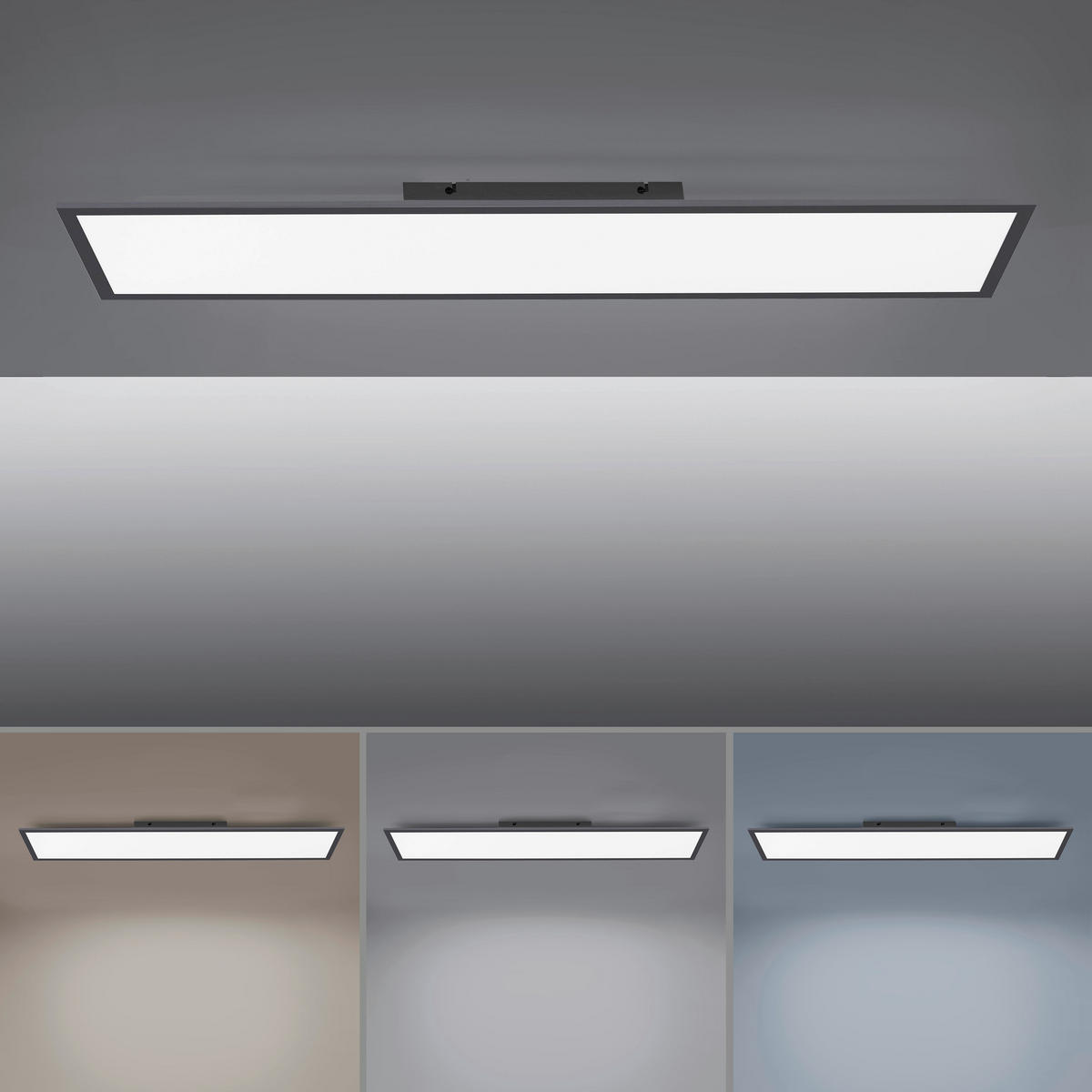 LED-DECKENLEUCHTE 100/25/5,3 cm   - Schwarz, Basics, Kunststoff/Metall (100/25/5,3cm)