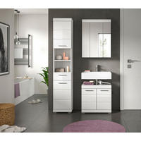 BADEZIMMER 3-teilig  in 97 cm  - Weiß Hochglanz/Silberfarben, MODERN, Glas/Holzwerkstoff (97cm) - MID.YOU