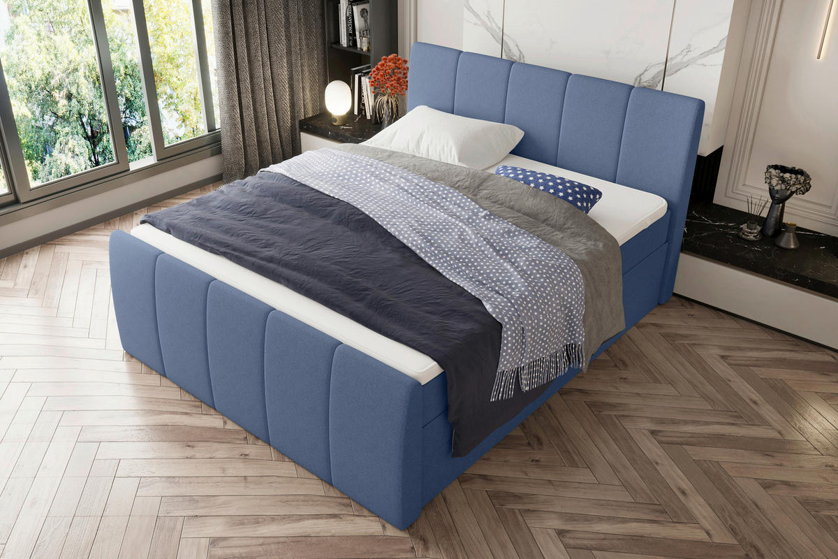 BOXSPRINGBETT 180/200 cm  in Blau  - Blau/Schwarz, Konventionell, Kunststoff/Textil (180/200cm) - Carryhome