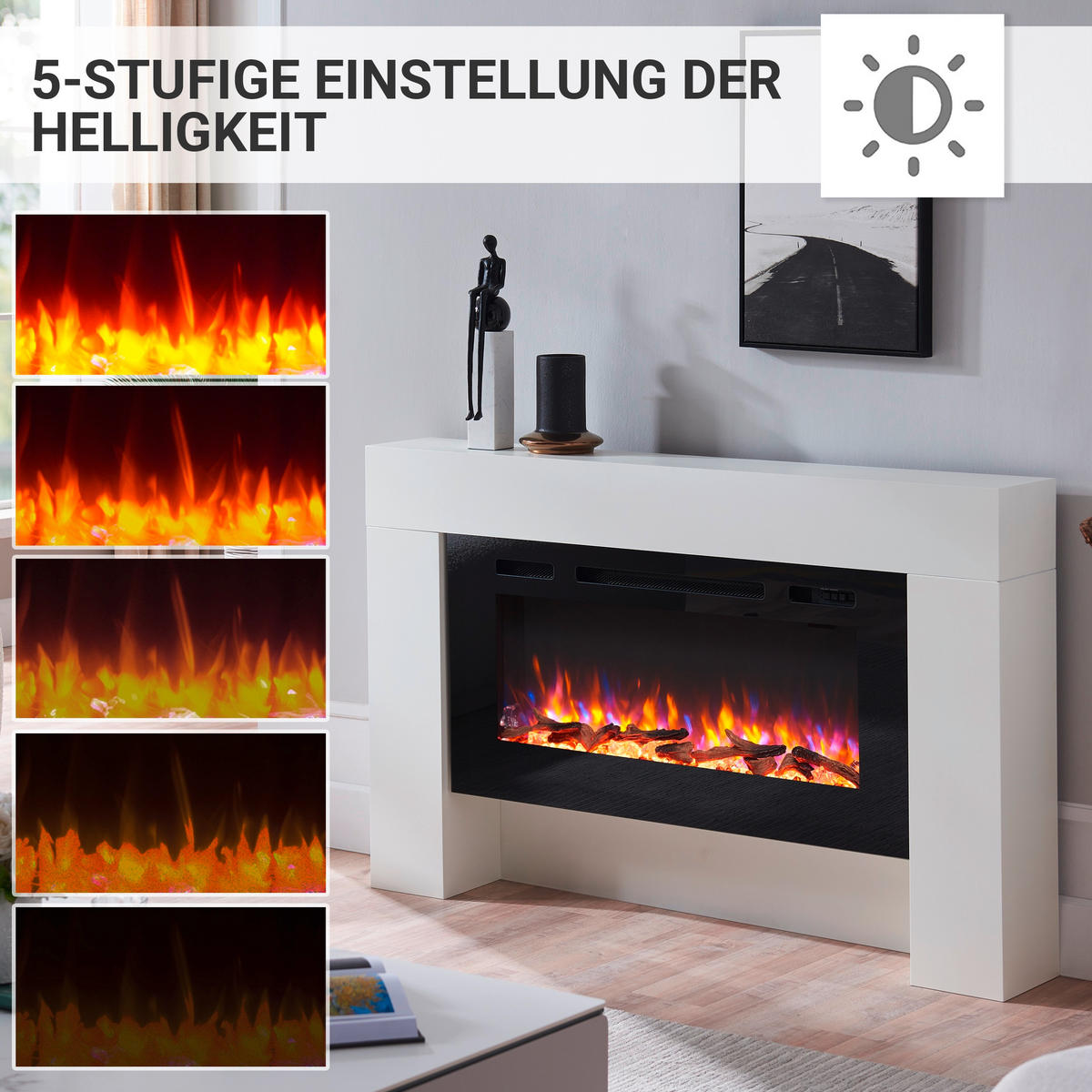 ELEKTROKAMIN - Weiß, Basics, Holzwerkstoff/Metall (156/33/34cm)