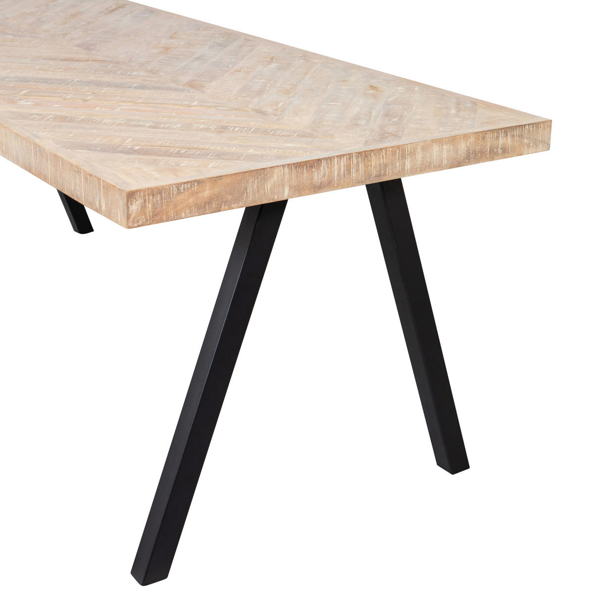 ESSTISCH Mangoholz massiv rechteckig Eichefarben  - Eichefarben/Schwarz, Design, Holz/Metall (180/90/75cm) - Livetastic