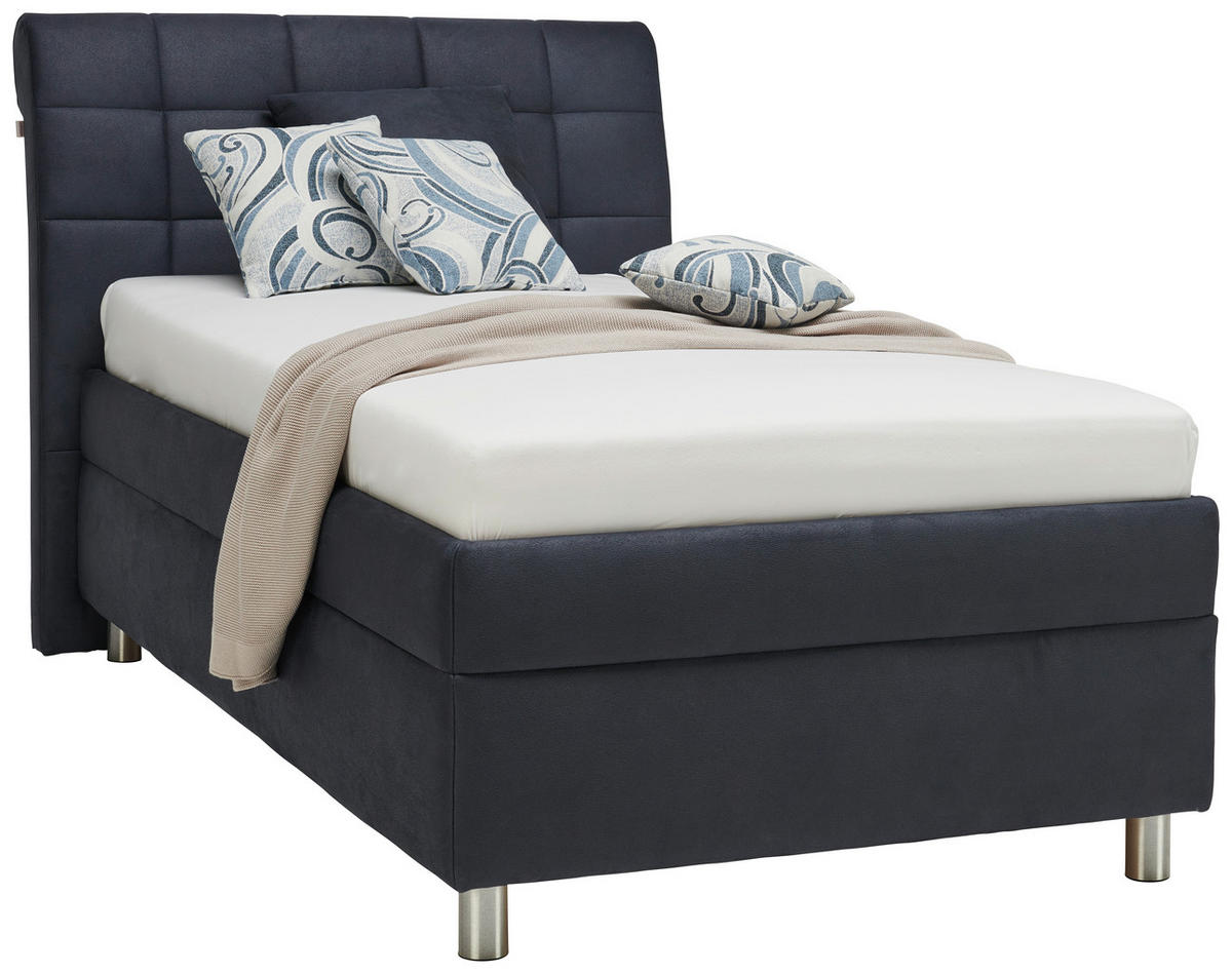 POLSTERBETT 100/200 cm  Dunkelblau  - Weiss/Silberfarben, Konventionell, Holz/Textil (100/200cm) - Esposa