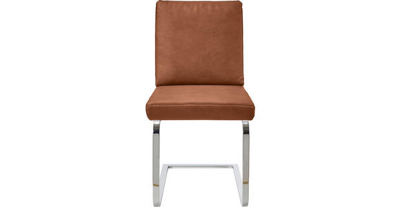 SCHWINGSTUHL in Stahl Mikrofaser - Chromfarben/Braun, Design, Textil/Metall (46/92/60cm) - Dieter Knoll