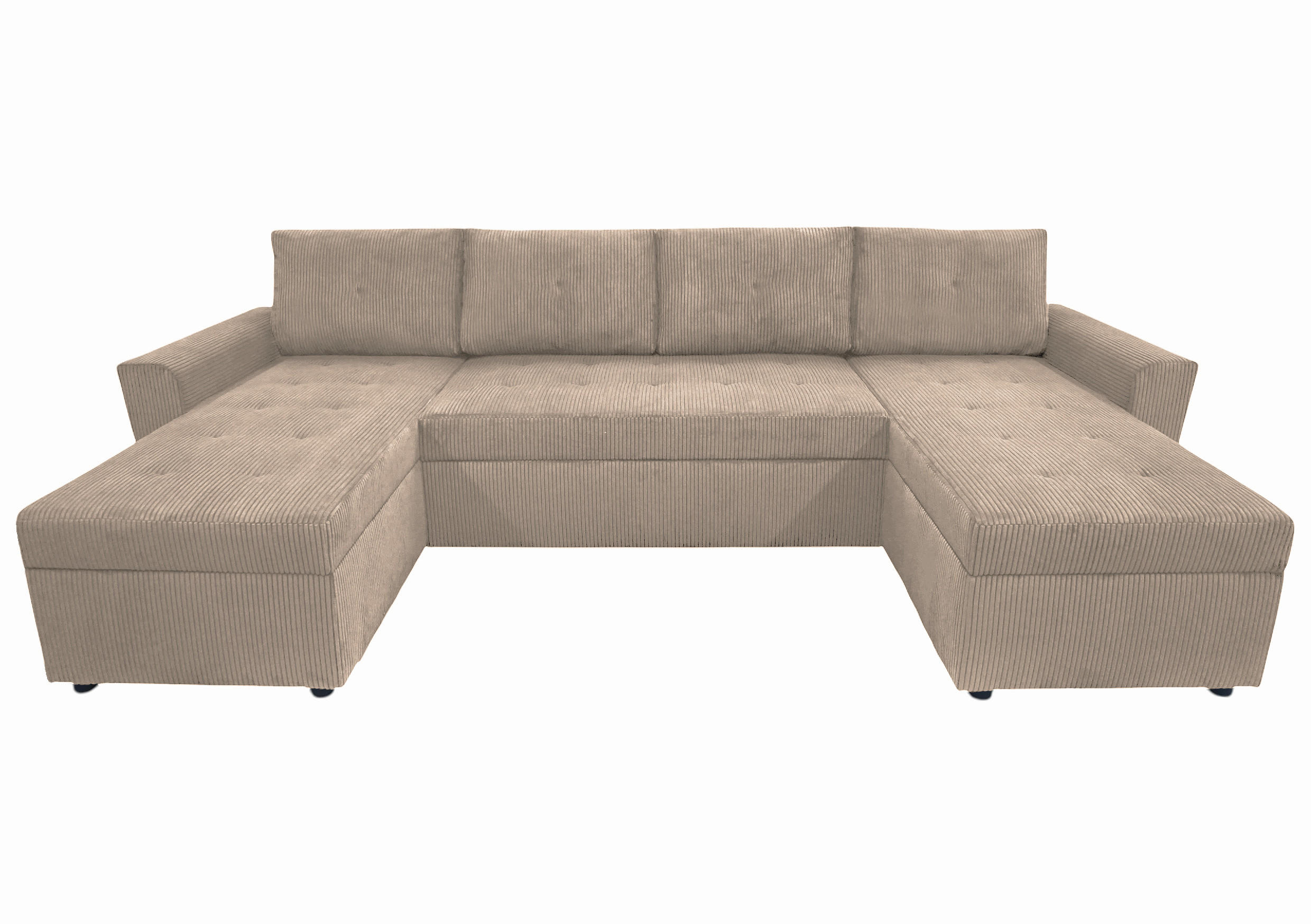 WOHNLANDSCHAFT Taupe Cord  - Taupe/Schwarz, Design, Kunststoff/Textil (155/294/155cm) - MID.YOU