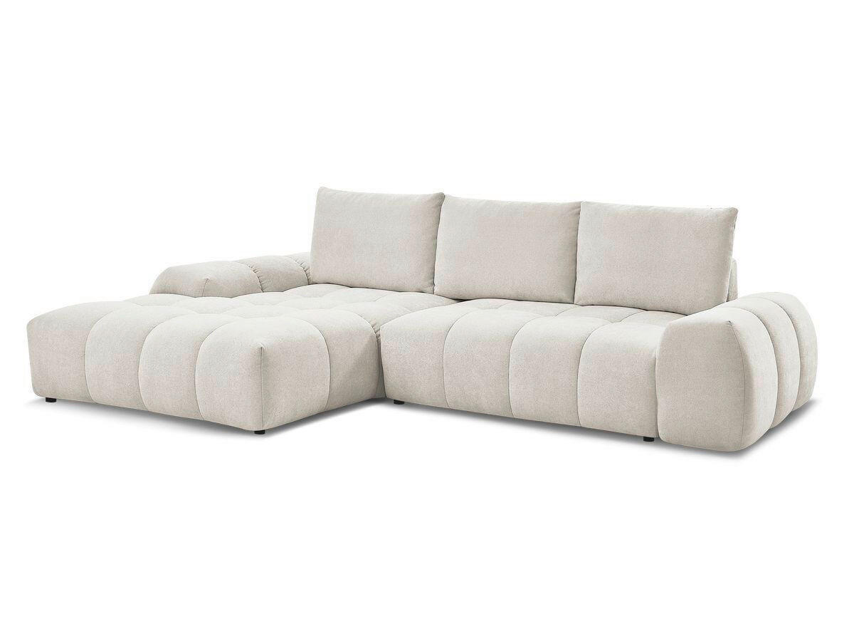 ECKSCHLAFSOFA EVEREST  mit Rücken echt, Armteil links, Armteil rechts Struktur Beige  - Beige/Schwarz, MODERN, Kunststoff/Textil (318/180cm) - Livetastic