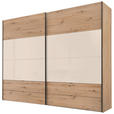 SCHWEBETÜRENSCHRANK  in Eiche Artisan, Kaschmir  - Kaschmir/Schwarz, Design, Glas/Holzwerkstoff (252/222/68cm) - Dieter Knoll