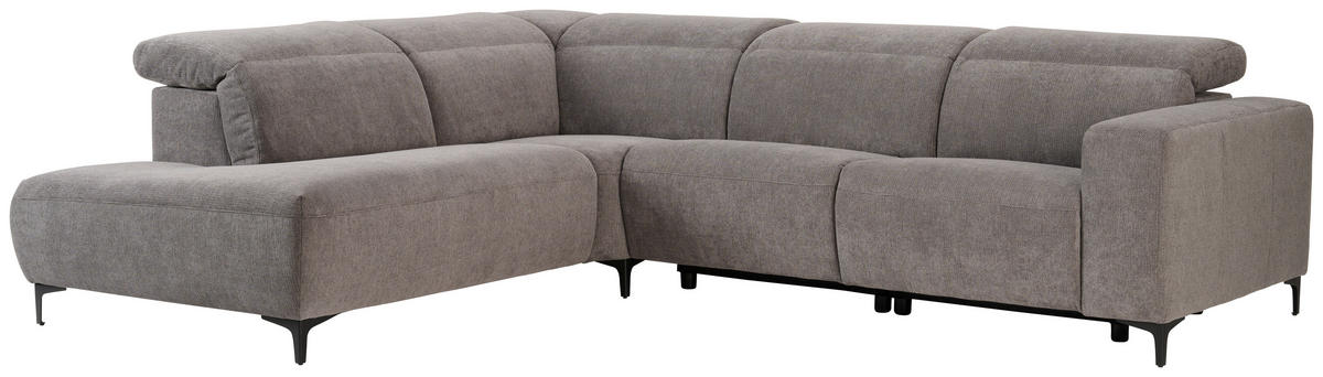 ECKSOFA in Flachgewebe Dunkelgrau  - Dunkelgrau/Schwarz, Design, Textil/Metall (238/290cm) - Pure Home Lifestyle