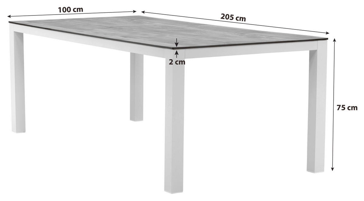UTEBORD metall, plast rektangulär  - vit/grå, Klassisk, metall/plast (205/100/75cm) - Gardenson