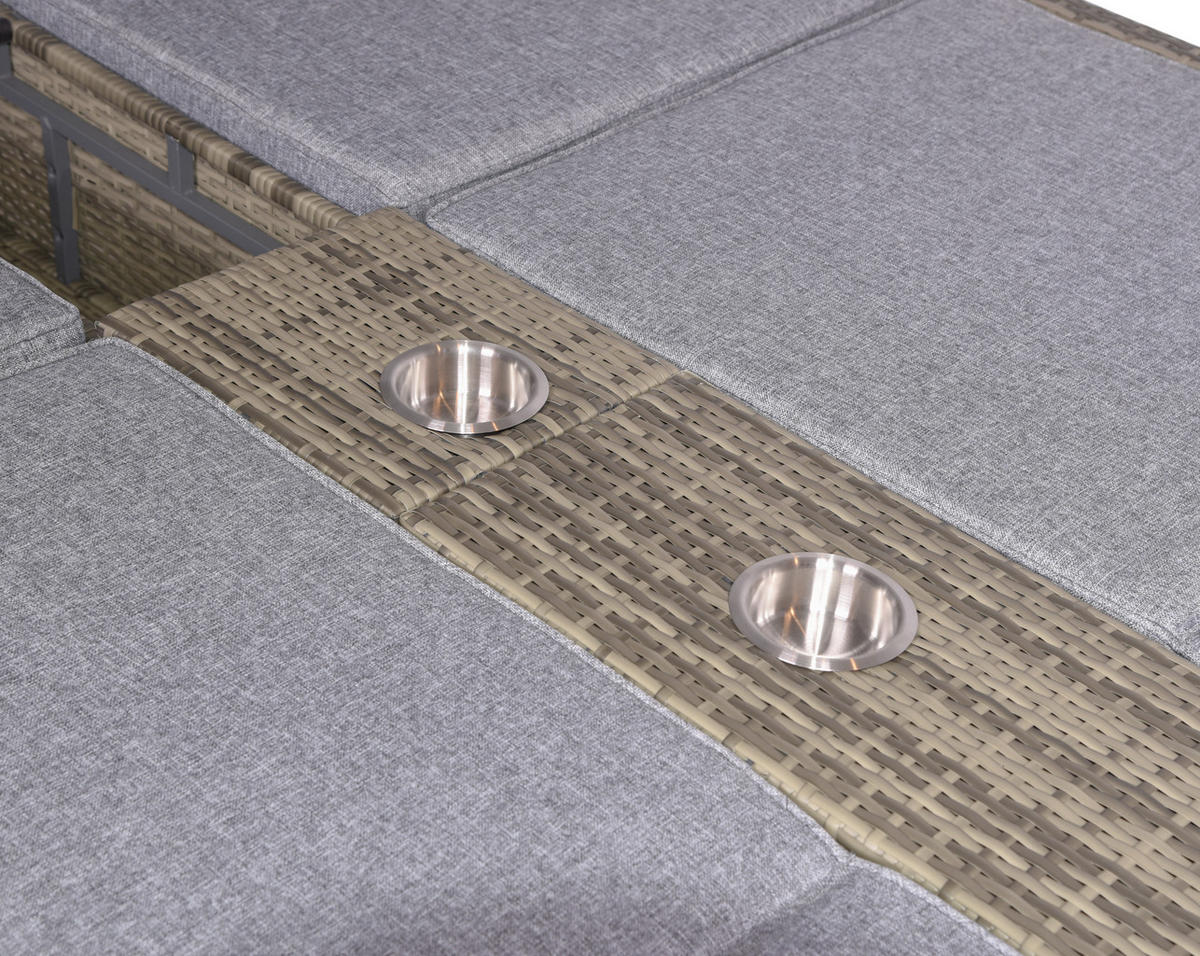 DOPPELLIEGE 160/163/200 cm  - Schwarz/Grau, Basics, Kunststoff/Textil (160/163/200cm) - Gardenson
