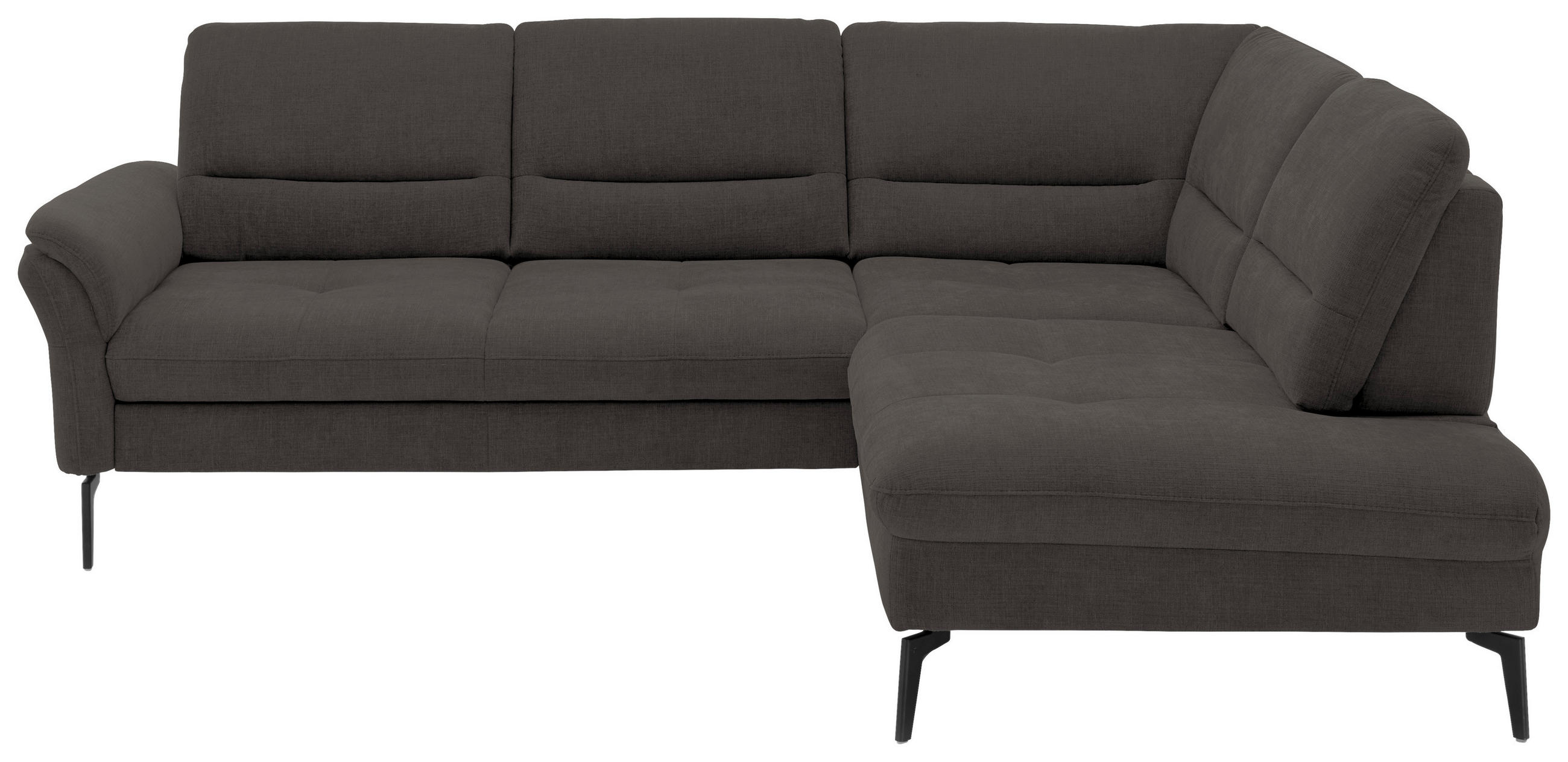 ECKSOFA in Webstoff Dunkelbraun  - Dunkelbraun/Schwarz, Design, Textil/Metall (256/206cm) - Beldomo System