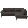 ECKSOFA in Webstoff Dunkelbraun  - Dunkelbraun/Schwarz, Design, Textil/Metall (256/206cm) - Beldomo System