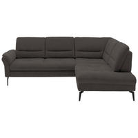 ECKSOFA in Webstoff Dunkelbraun  256/206 cm  - Dunkelbraun/Schwarz, Design, Textil/Metall (256/206cm) - Beldomo System
