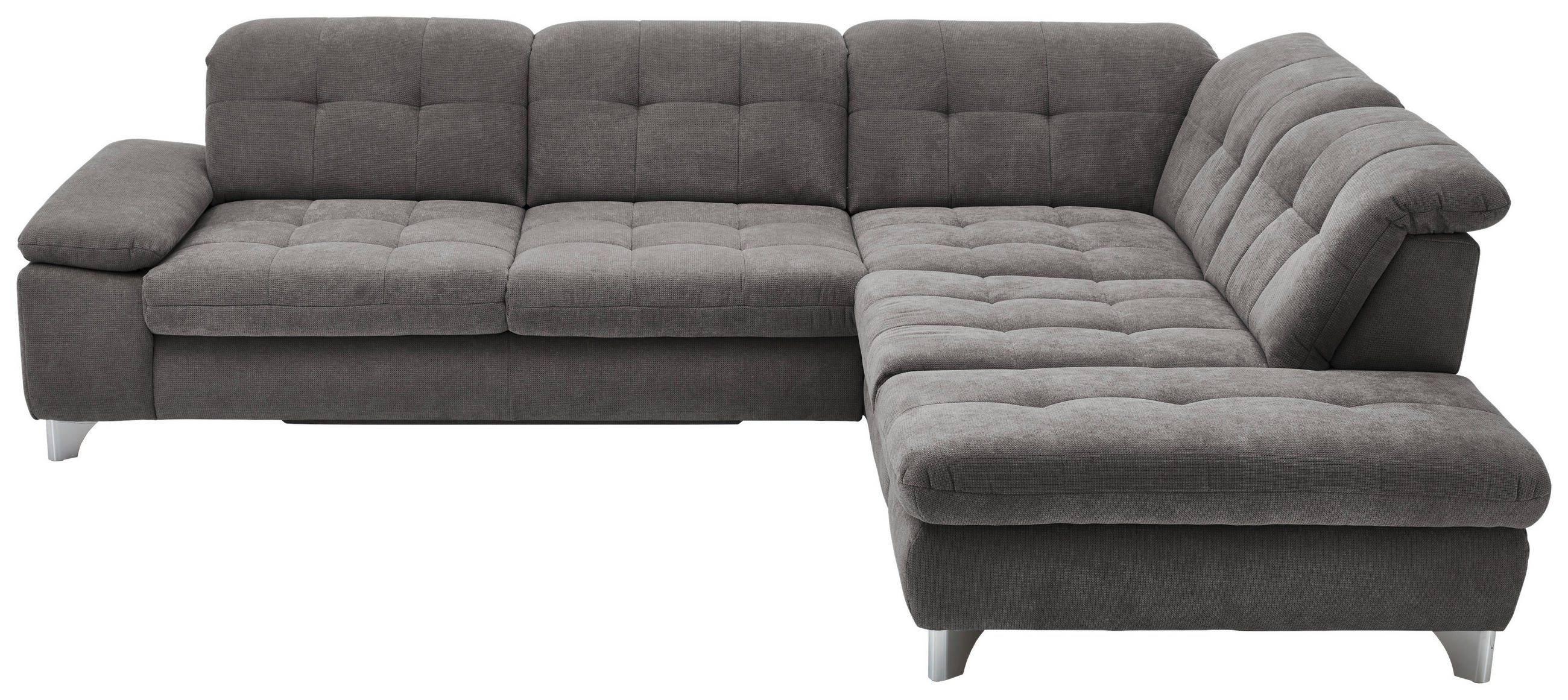 ECKSOFA in Chenille Grau  - Chromfarben/Grau, Design, Textil/Metall (310/260cm) - Beldomo Speed