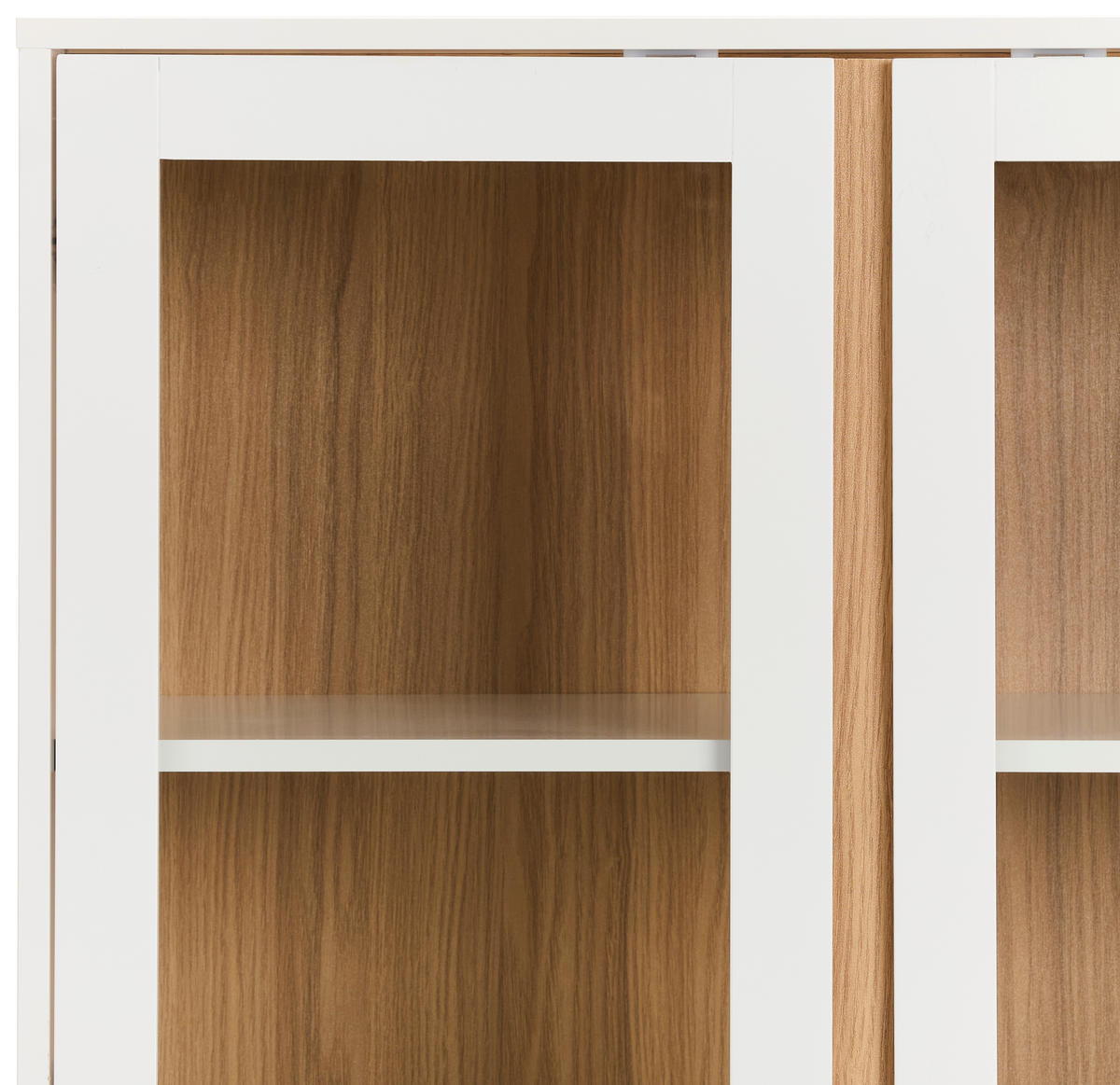 VITRINE  in massiv Kautschukholz Naturfarben, Weiß - Weiß/Naturfarben, Design, Glas/Holz (80/149/40cm) - MID.YOU