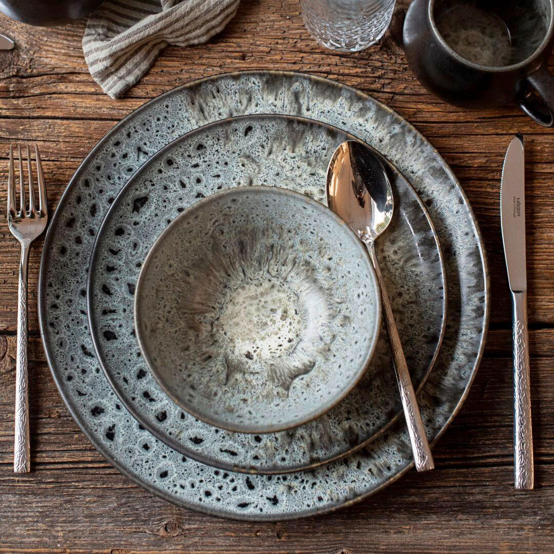DESSERTTELLERSET Grau 4-teilig CARELLIA  - Grau, Basics, Keramik (23/2,4cm) - Mäser