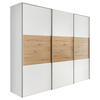 SCHWEBETÜRENSCHRANK in Weiss, Eiche Artisan  - Weiss/Alufarben, Holzwerkstoff/Metall (249/222/68cm) - Moderano