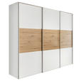 SCHWEBETÜRENSCHRANK 249/222/68 cm 3-türig Weiß, Eiche Artisan  - Alufarben/Weiß, Holzwerkstoff/Metall (249/222/68cm) - Moderano