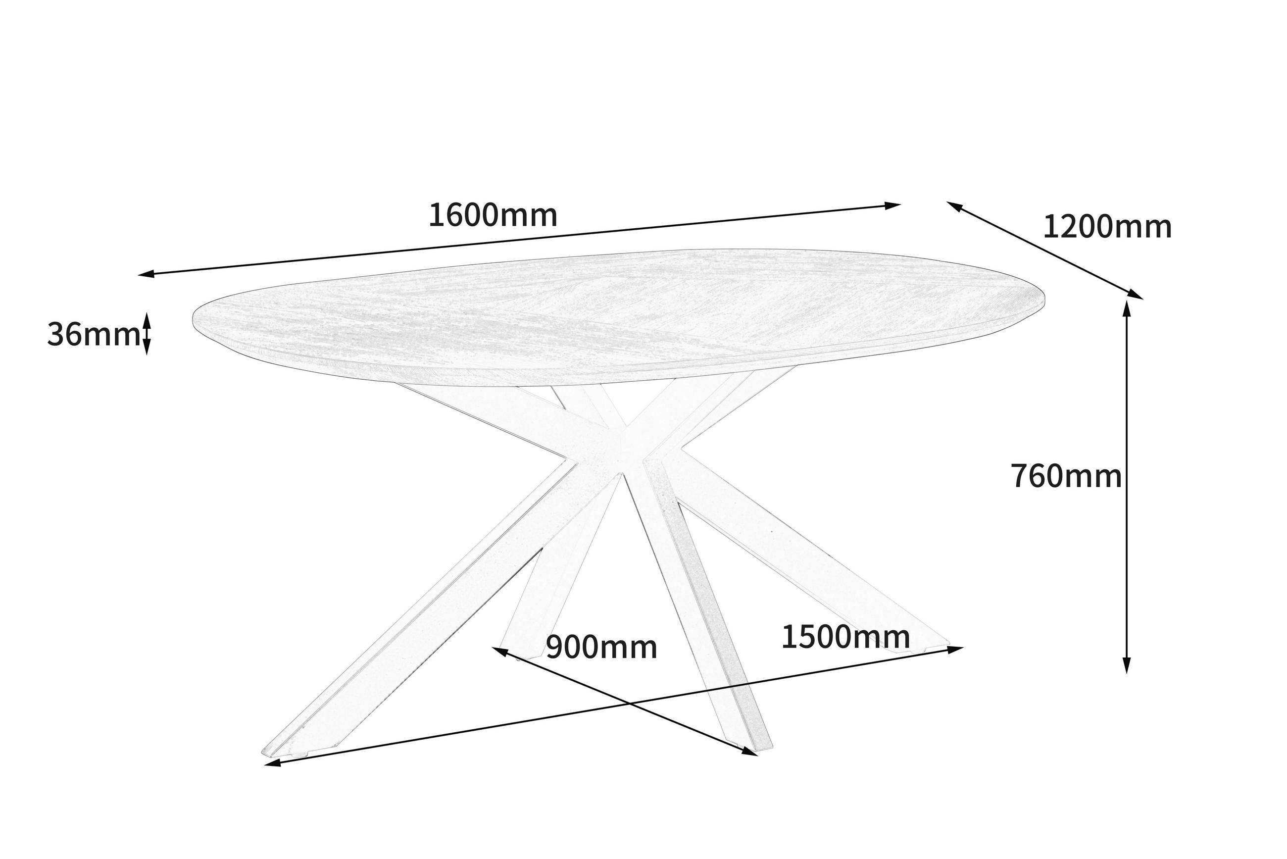 ESSTISCH Eiche furniert oval Naturfarben  - Schwarz/Naturfarben, LIFESTYLE, Holz/Holzwerkstoff (160/76/120cm) - MID.YOU