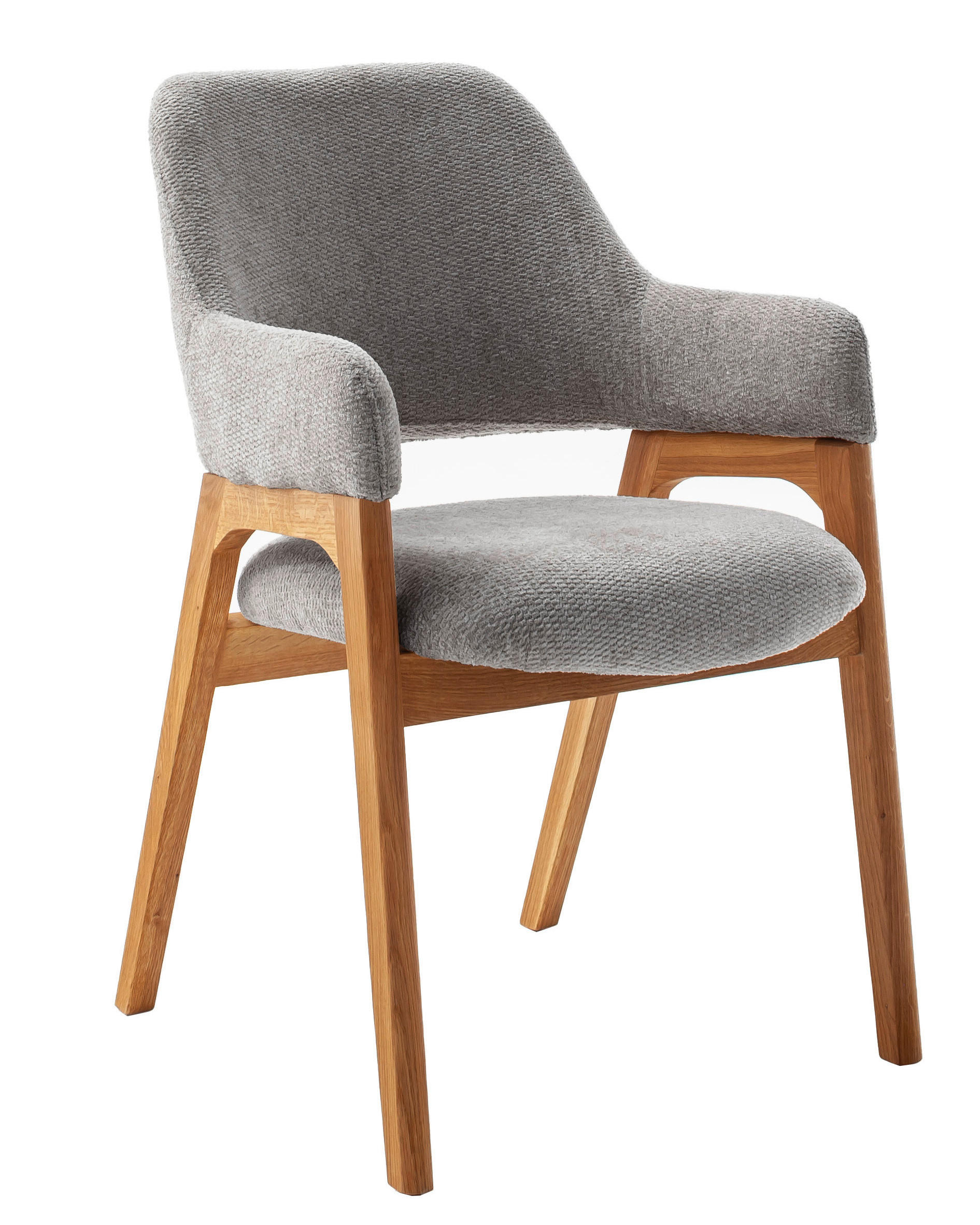 ARMLEHNSTUHL   Bouclé  Grau  - Wildeiche/Grau, Modern, Holz/Textil (56/86/62cm) - MID.YOU