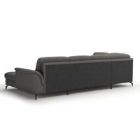WOHNLANDSCHAFT Mokka Kombination Echtleder/Stoff Vliesstoff  - Schwarz/Mokka, MODERN, Leder/Textil (212/319/164cm) - Sit & More