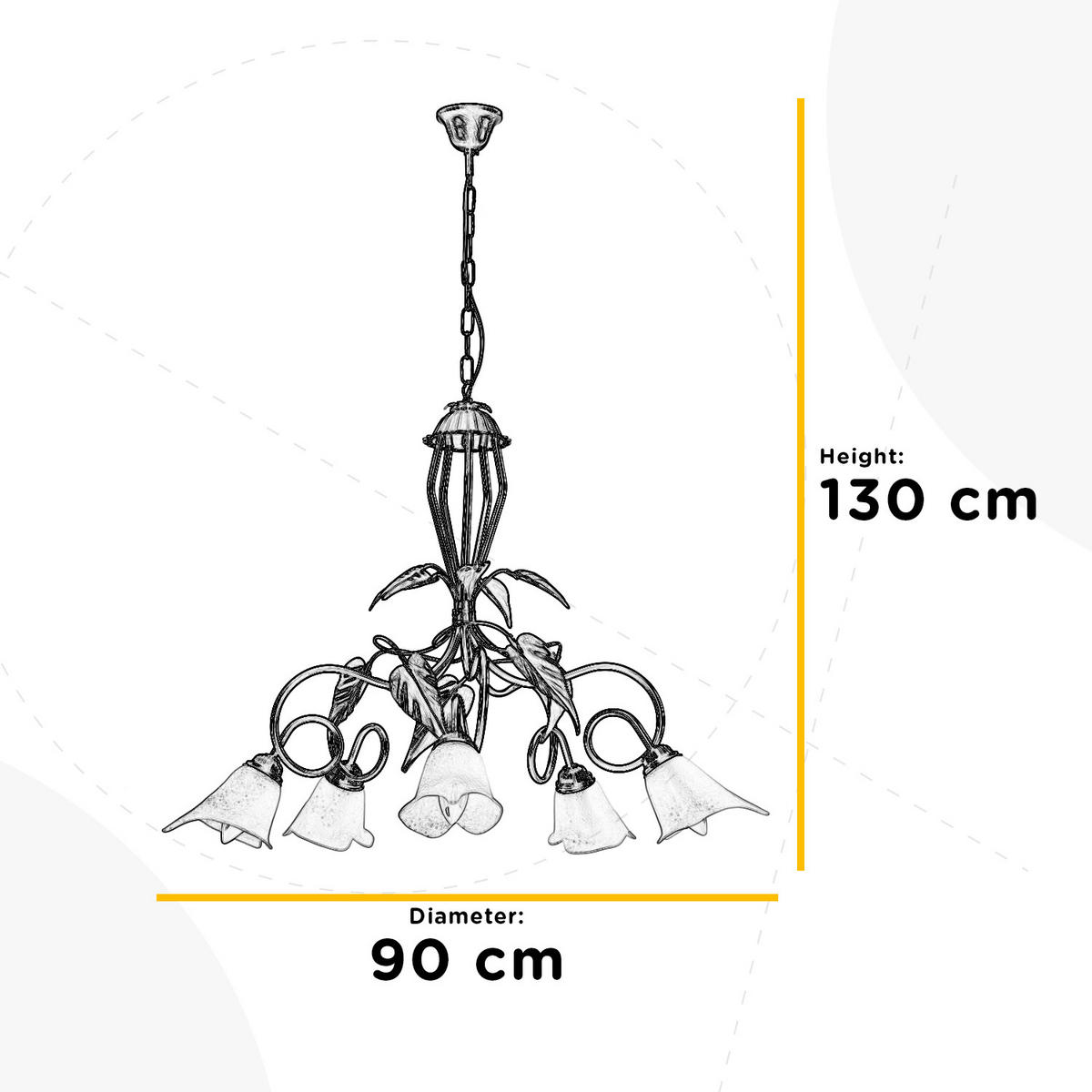 KRONLEUCHTER 90/130 cm   - Bronzefarben/Olivgrün, Natur, Glas/Metall (90/130cm)