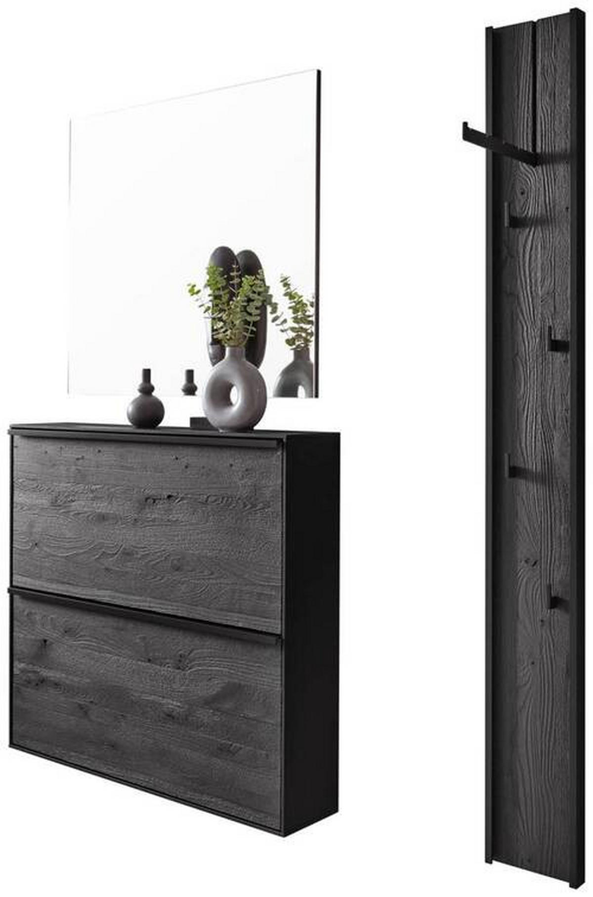 GARDEROBE 3-teilig  in 133/195/20 cm  - Anthrazit, Design, Glas/Holz (133/195/20cm) - Johann Jakob