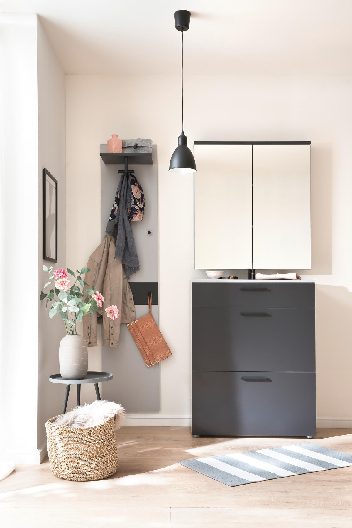 GARDEROBE 3-teilig  in 220/200/38 cm  - Anthrazit/Grau, KONVENTIONELL, Holzwerkstoff (220/200/38cm) - Moderano