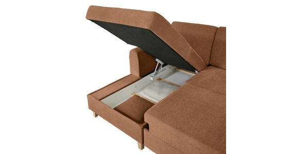 ECKSOFA Terracotta Flachgewebe  - Buchefarben/Terracotta, KONVENTIONELL, Holz/Textil (166/241cm) - Carryhome