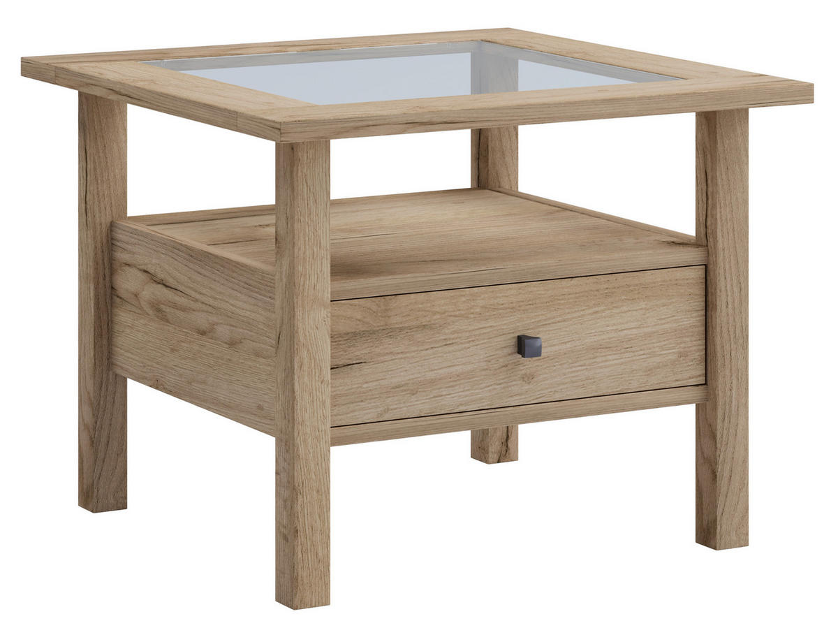 COUCHTISCH in Holzwerkstoff  - Honigeiche/Schwarz, LIFESTYLE, Glas/Holzwerkstoff (54/42/54cm) - MID.YOU