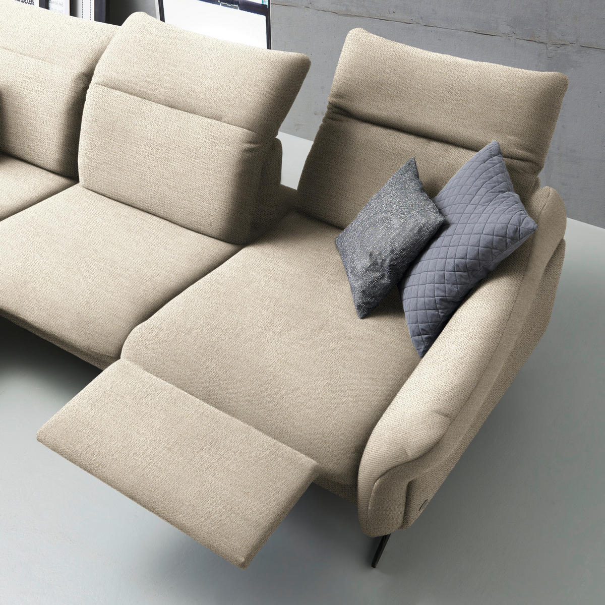 ECKSOFA in Webstoff Beige  - Anthrazit/Beige, Design, Textil/Metall (203/299cm) - Himolla