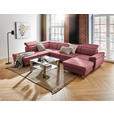 WOHNLANDSCHAFT inkl.Funktionen Hellrot Webstoff  - Hellrot/Silberfarben, Design, Textil/Metall (226/320/168cm) - Xora