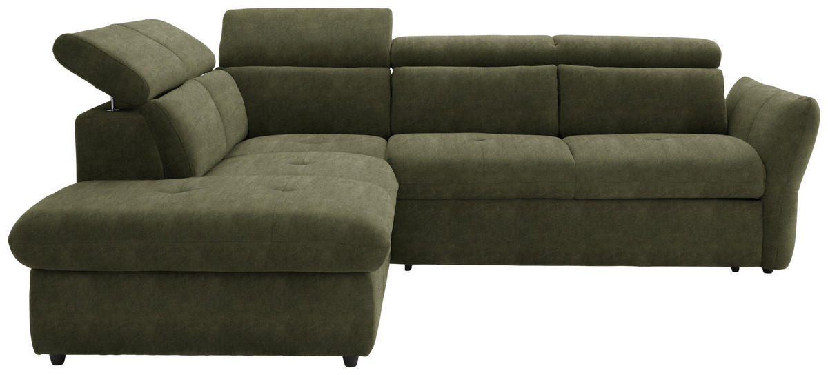 ECKSOFA  in Mikrofaser Grün  224/254 cm  - Schwarz/Grün, Design, Kunststoff/Textil (224/254cm) - Stylife