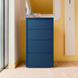 KOMMODE , 55/99/35 cm, 4 Schublade(n)  - Silberfarben/Dunkelblau, Trend, Holzwerkstoff/Kunststoff (55/99/35cm) - Carryhome