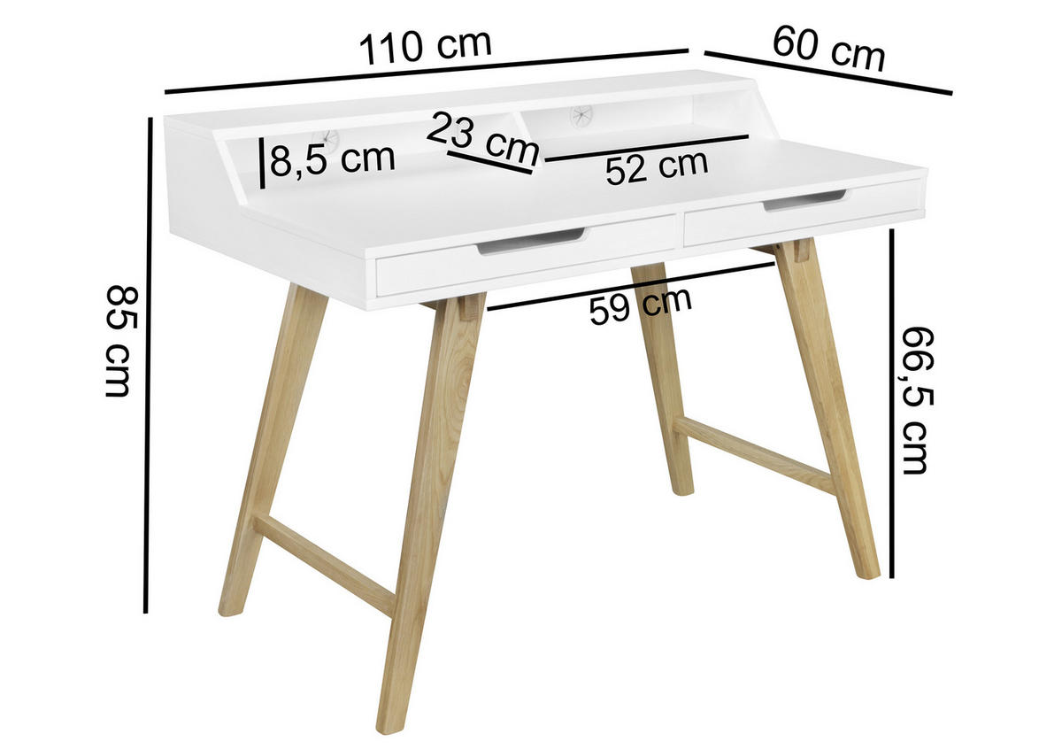 PISALNA MIZA  - barve hrasta, Design (110/60/85cm) - MID.YOU